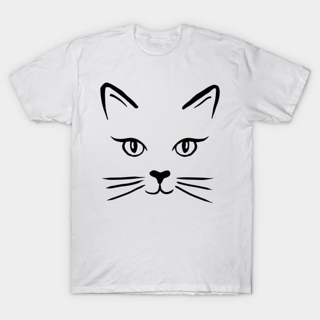 Cute Cat Face T-Shirt by julieerindesigns